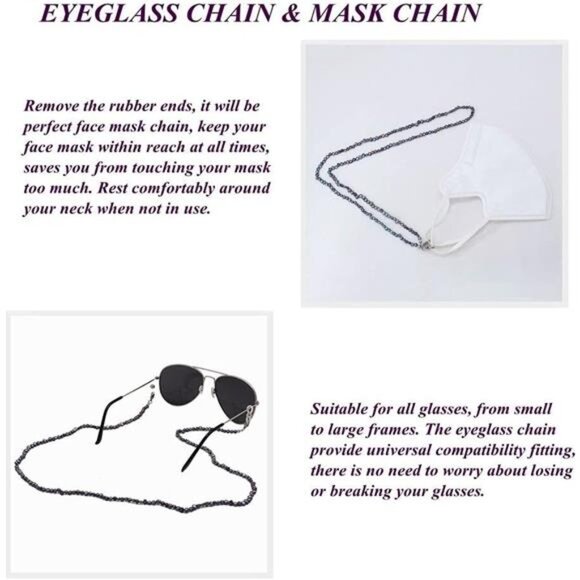 Mask Lanyard Chain Face Mask Holder Chain Freshwater Pearl Eyeglasses Chain - Picture 3 of 7